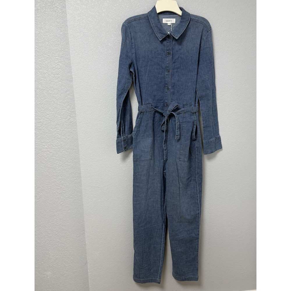 NWT Level 99 Anthroplogie Marlow Flight Jumpsuit S Ray Of Light Blue Boiler Suit